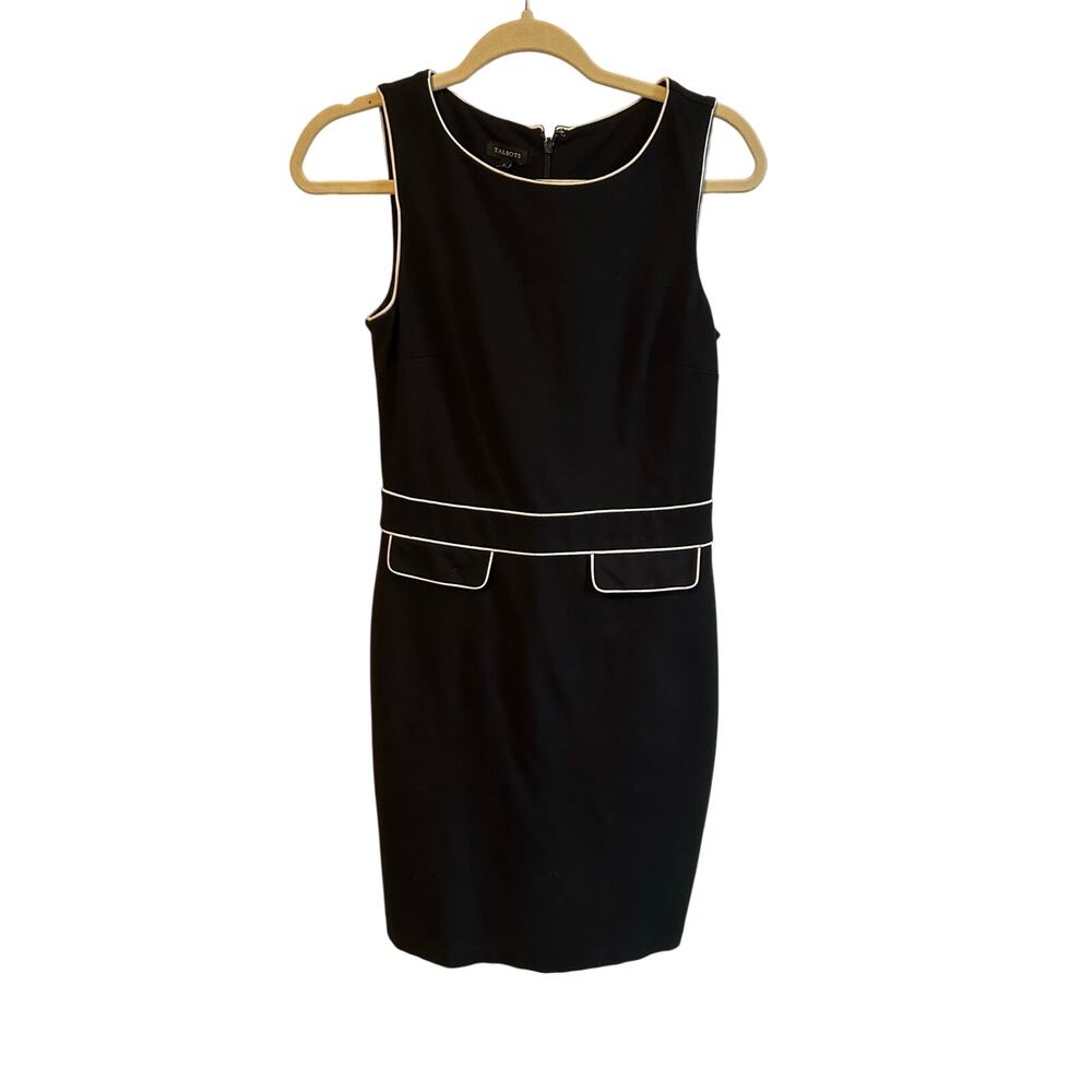 Talbots Classic Black and White Piping Sheath Dress 2